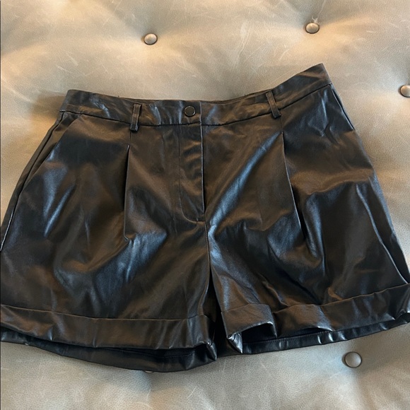 BCBGMaxAzria Pants - BCBGMaxAzria Black High Waist Faux Leather Shorts